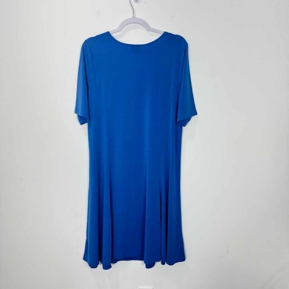 Susan Graver Liquid Knit A-Line Shift Midi Dress Blue Size Large - Picture 3 of 10